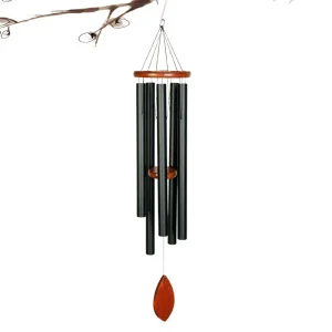 Carillon à vent en bois et métal avec cinq tubes