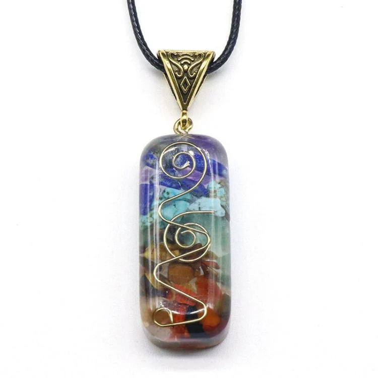 Collier 7 Chakras avec pendentif en amulette naturelle – Image 5