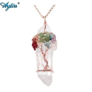 Collier 7 Chakras de l'Arbre de Vie en Cristal de Roche