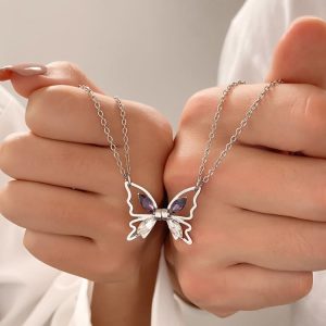 Collier d’amitié papillon magnétique pour femmes