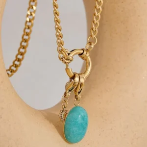 Collier pendentif Amazonite et Soleil