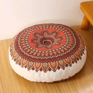 Zafu Coussin de Méditation Multicolore à Imprimé Bohème – Confort et Style