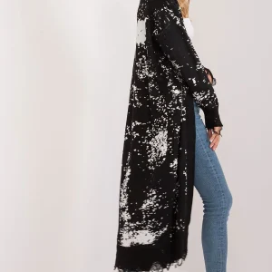 CARDIGAN GILET LONG IMPRIMÉ BICOLORE