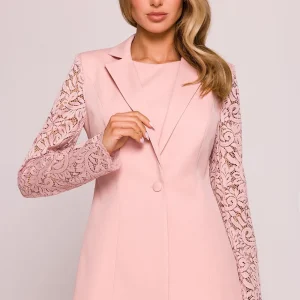 BLAZER CINTRÉ MANCHES DENTELLES