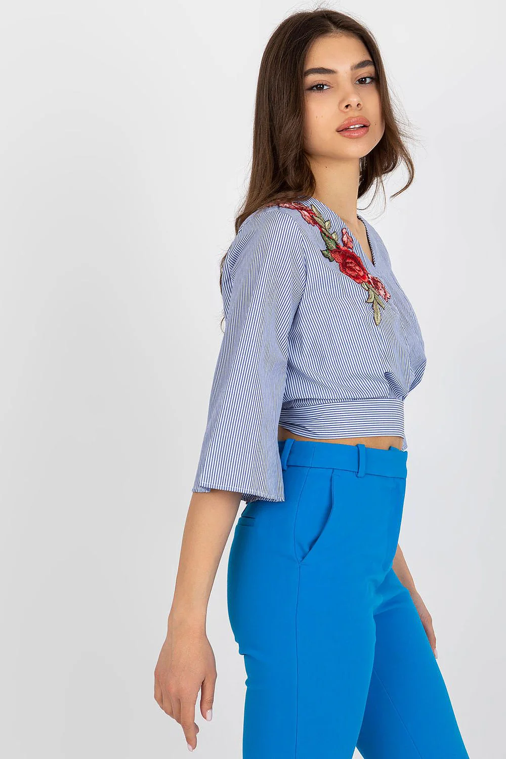 CHEMISIER CROP BRODÉE EN COTON – Image 7