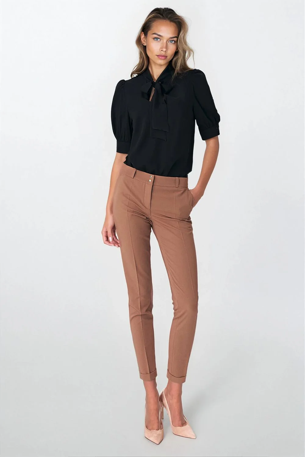 BLOUSE EN VISCOSE AVEC NOEUD – Image 2