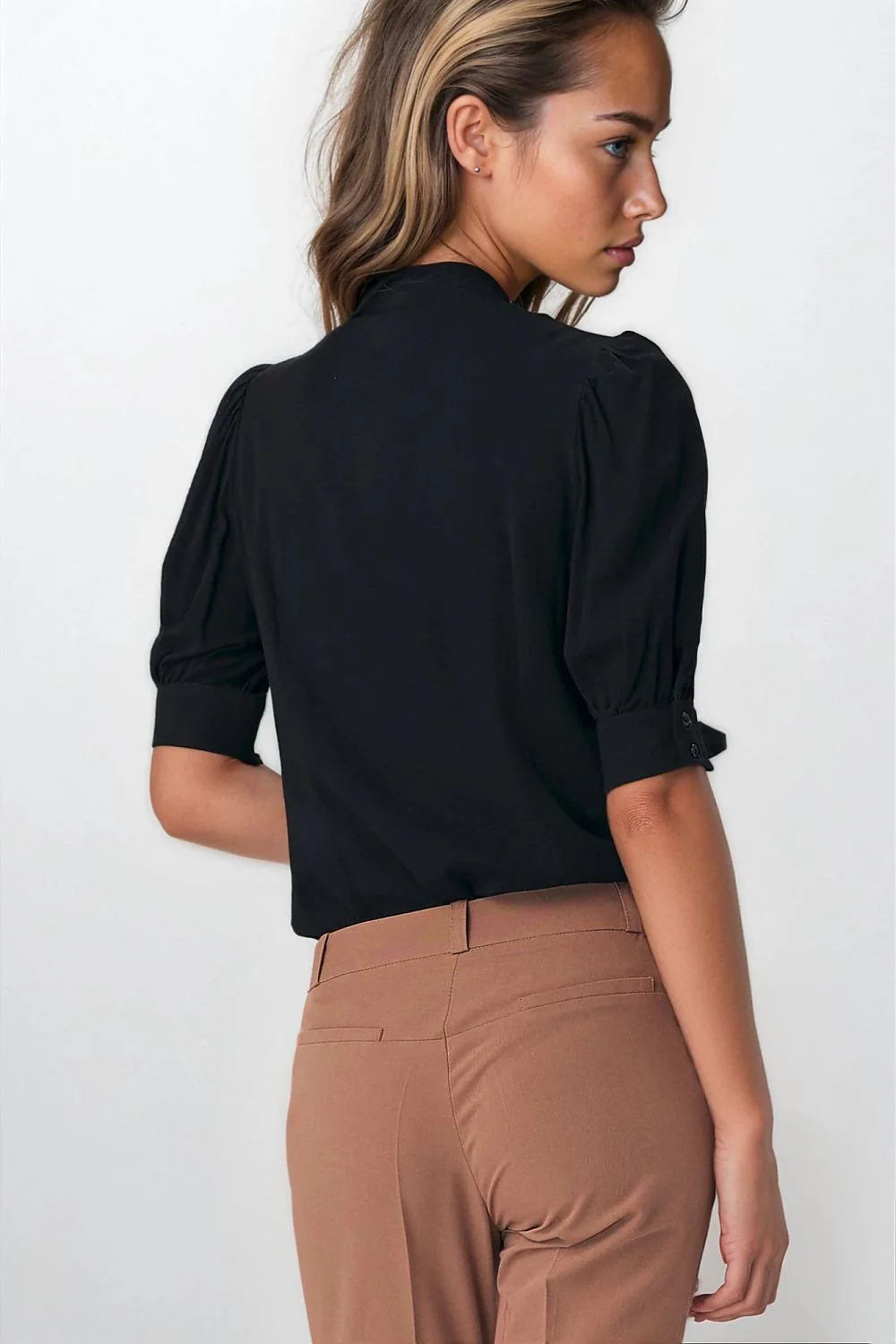 BLOUSE EN VISCOSE AVEC NOEUD – Image 3