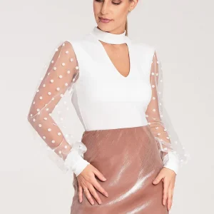 BODY AVEC DÉCOUPE MANCHES TRANSPARENTE