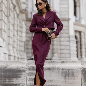 ENSEMBLE VESTE&JUPE FENDUE BORDEAUX