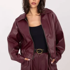 VESTE BALLOON SIMILICUIR BORDEAUX