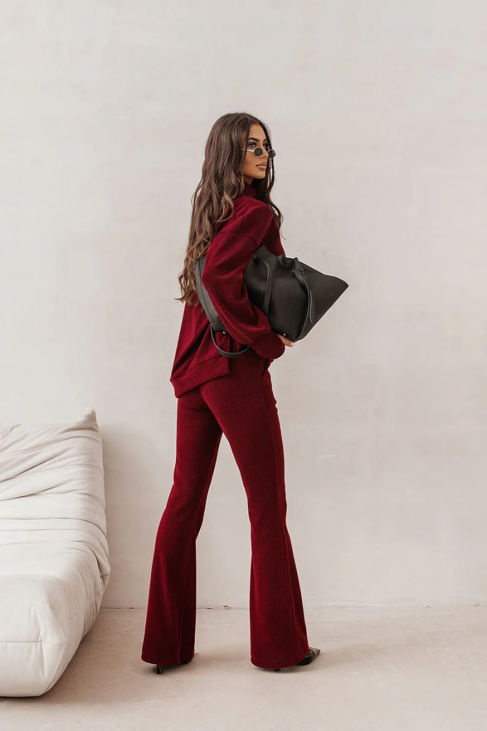 ENSEMBLE PULL&PANTALON BOOTCUT BORDEAUX – Image 3