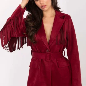 BLAZER EN DAIM À FRANGES BORDEAUX