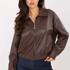 VESTE BOMBER SIMILICUIR MARRON