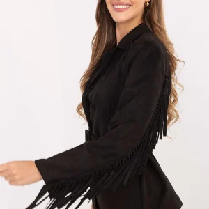 BLAZER EN DAIM À FRANGES NOIR
