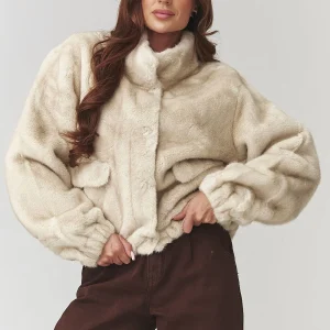 VESTE EN FOURRURE COL MONTANT