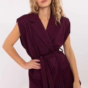 GILET MI-LONG AMPLE A RAYURES