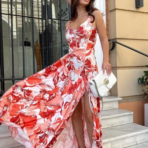 ROBE D'ÉTÉ FLORAL EN SATIN