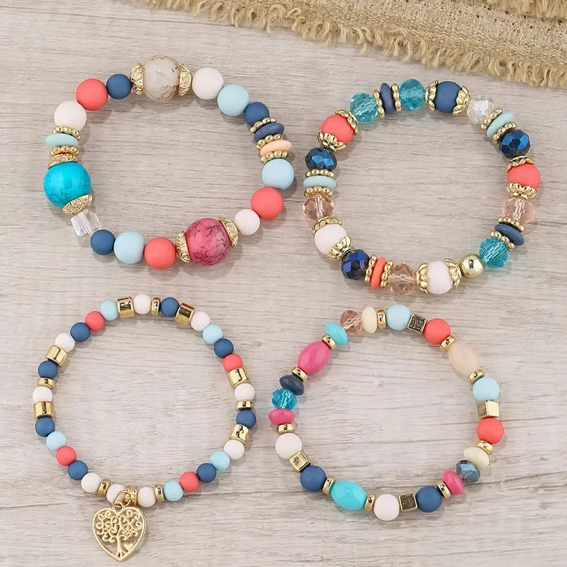 Ensemble de 4 Bracelets Arbre de Vie Multicolores avec Perles – Joie et Diversité – Image 3