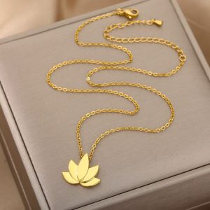 Fleur de lotus Collier pendentif en relief plein