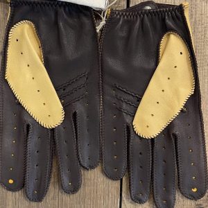 Gants de conduite triton cream/black coffee - Cafe Leather