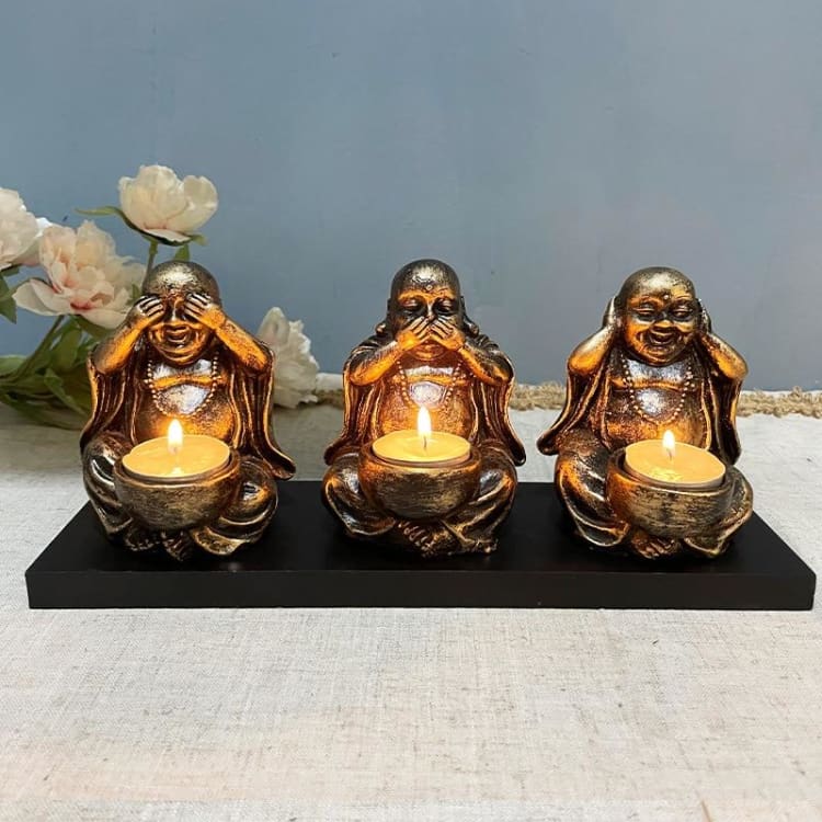 Lot de 3 bougeoirs ' la sagesse de Bouddha ' – Image 2
