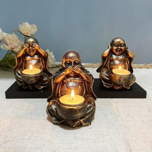 Lot de 3 bougeoirs ' la sagesse de Bouddha '