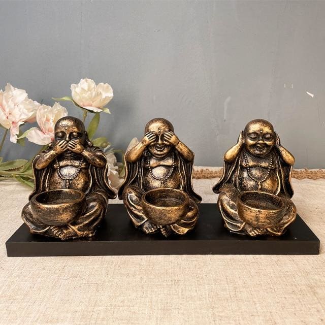 Lot de 3 bougeoirs ' la sagesse de Bouddha ' – Image 3