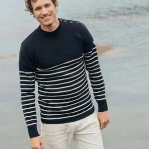 Pull marin "Petit Erquy" rayé 100% Laine