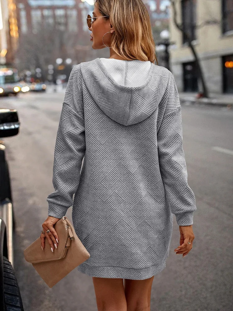Pull robe à capuche femme manche longues – Image 6