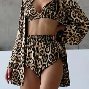 Pyjama 3 Pièces Léopard Femme