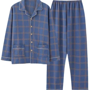 Pyjama Homme Hiver Bleu et Orange