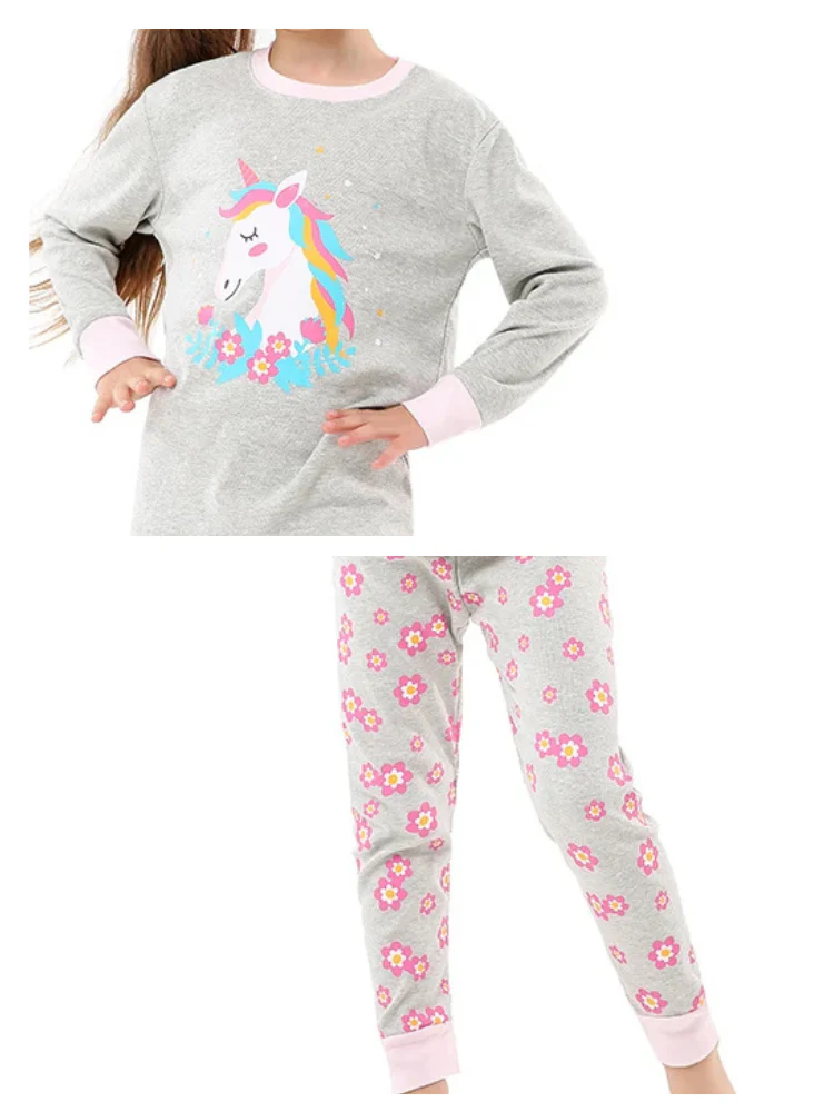 Pyjama Licorne Fille Gris – Image 2
