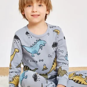 Pyjama Enfant Gris Dinosaure