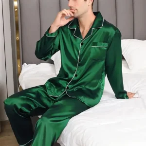 Pyjama Satin Homme Vert