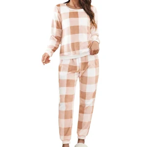Pyjama polaire deux pièces avec motifs à carreaux