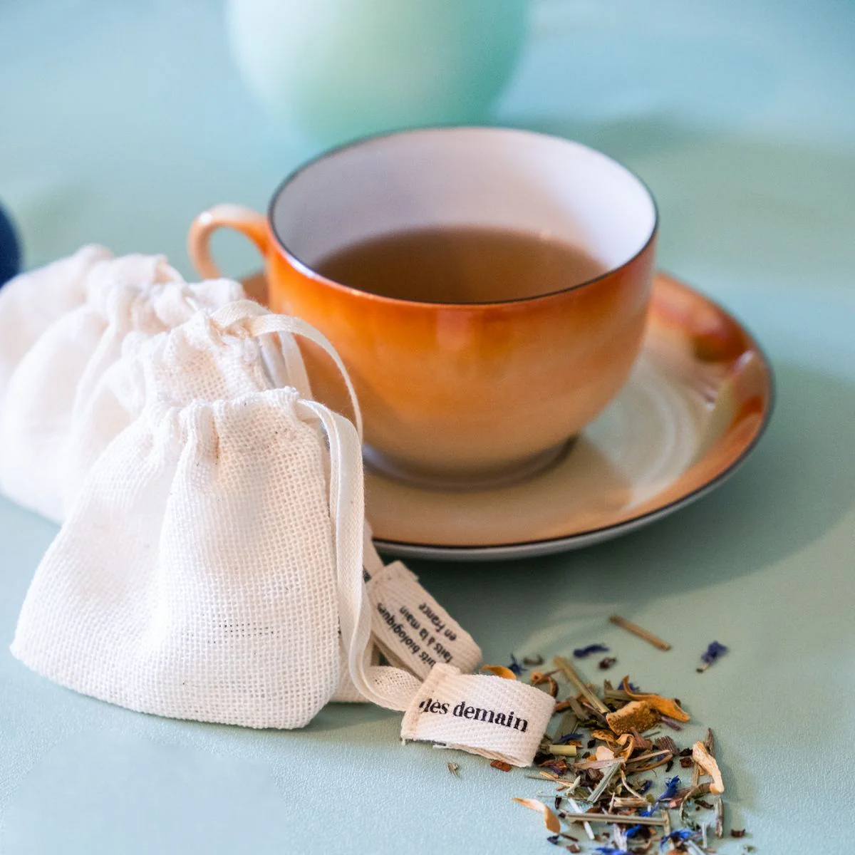 Le lot de 2 sachets de thé réutilisables en coton biologique – Image 3