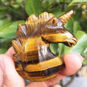 Statue de licorne en œil de tigre