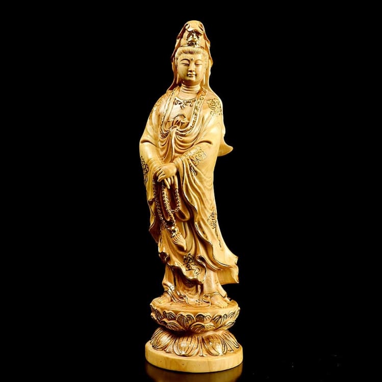 Statuette de Bouddha GuanYin en bois de buis – Image 4