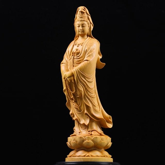 Statuette de Bouddha GuanYin en bois de buis – Image 5