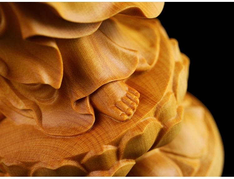Statuette de Bouddha GuanYin en bois de buis – Image 8