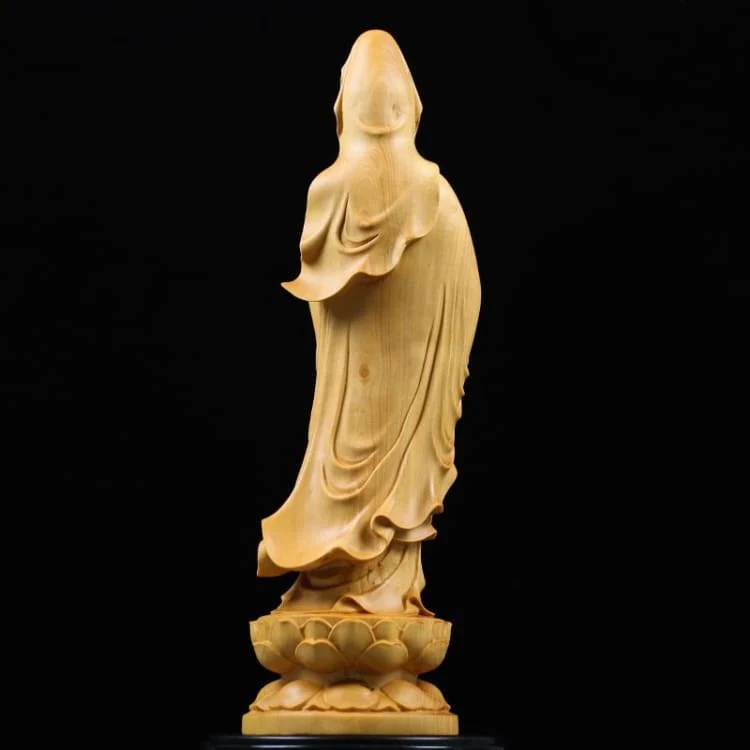 Statuette de Bouddha GuanYin en bois de buis – Image 3
