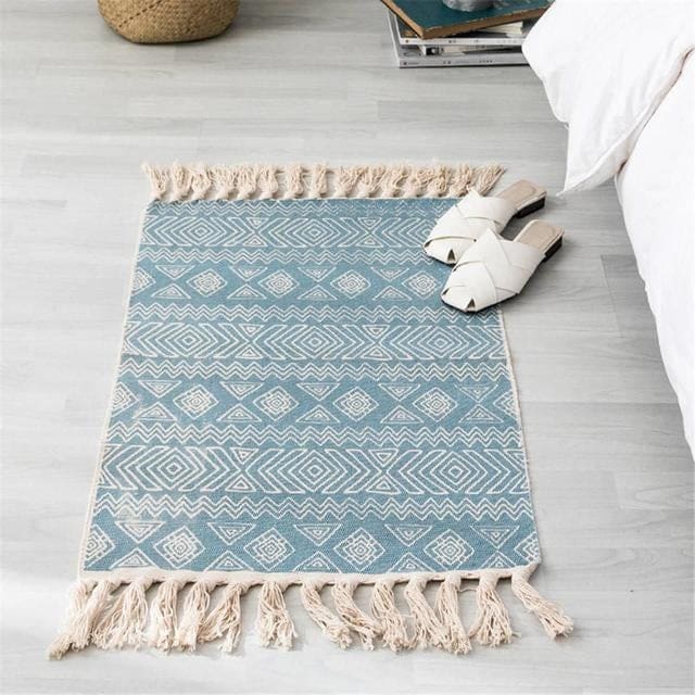 Tapis Zen Turc à frange - Bleue
