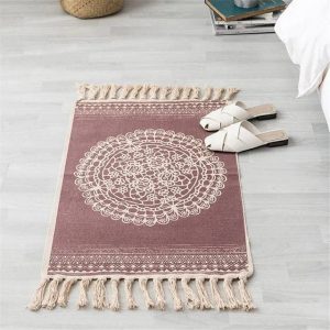 Tapis Zen Turc à frange - Mandala Rouge